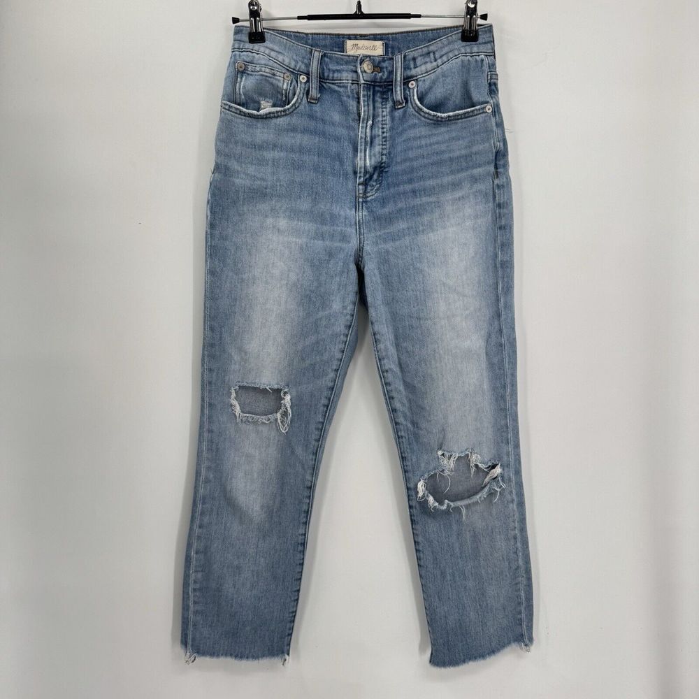 Madewell 28 The Perfect Vintage Jean Women Light Wash Distressed High Rise Denim